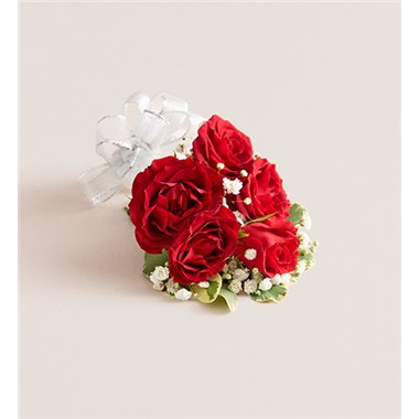Red Spray Corsage-Silver Bow